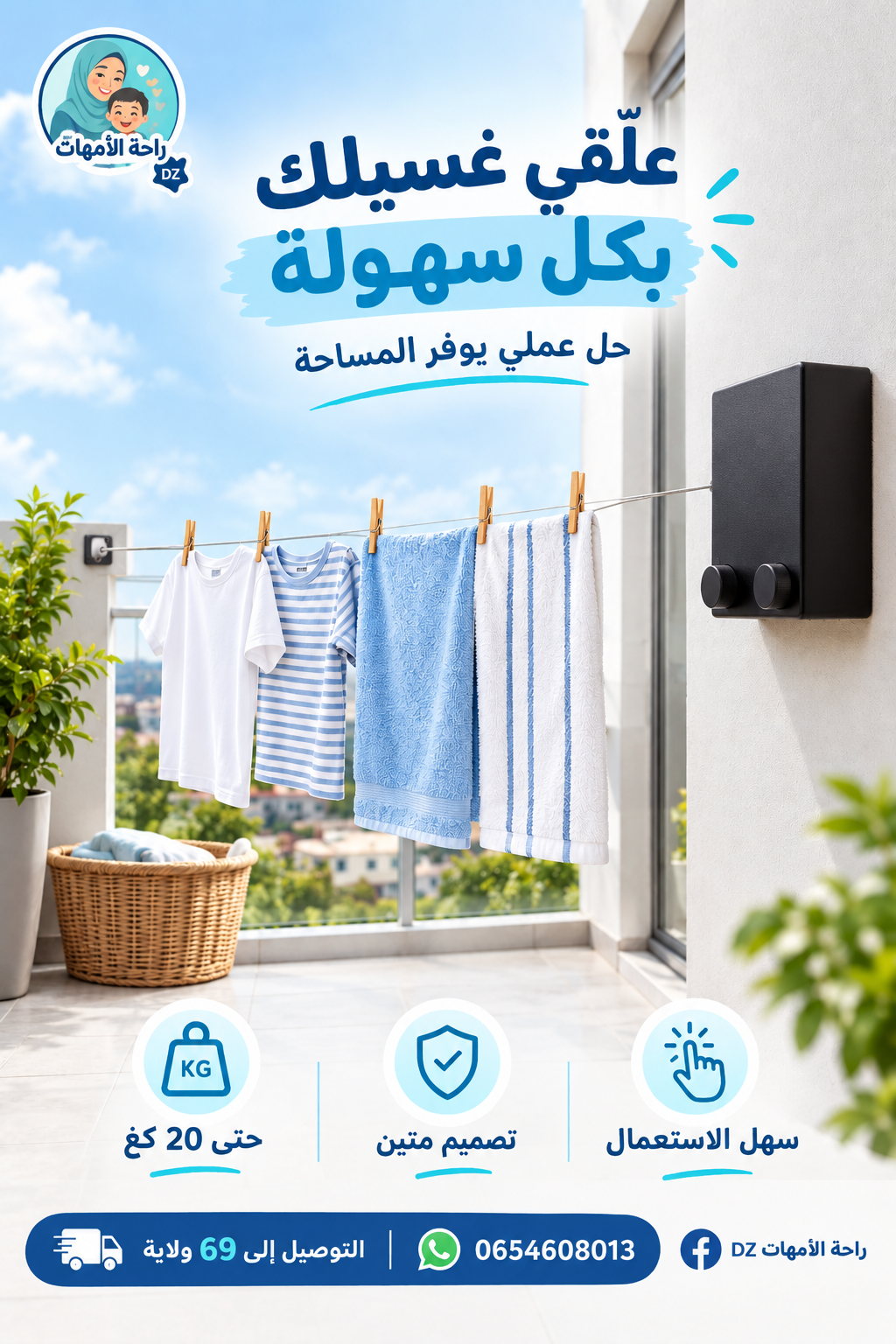 Corde seche linge حبل الغسيل القابل للسحب